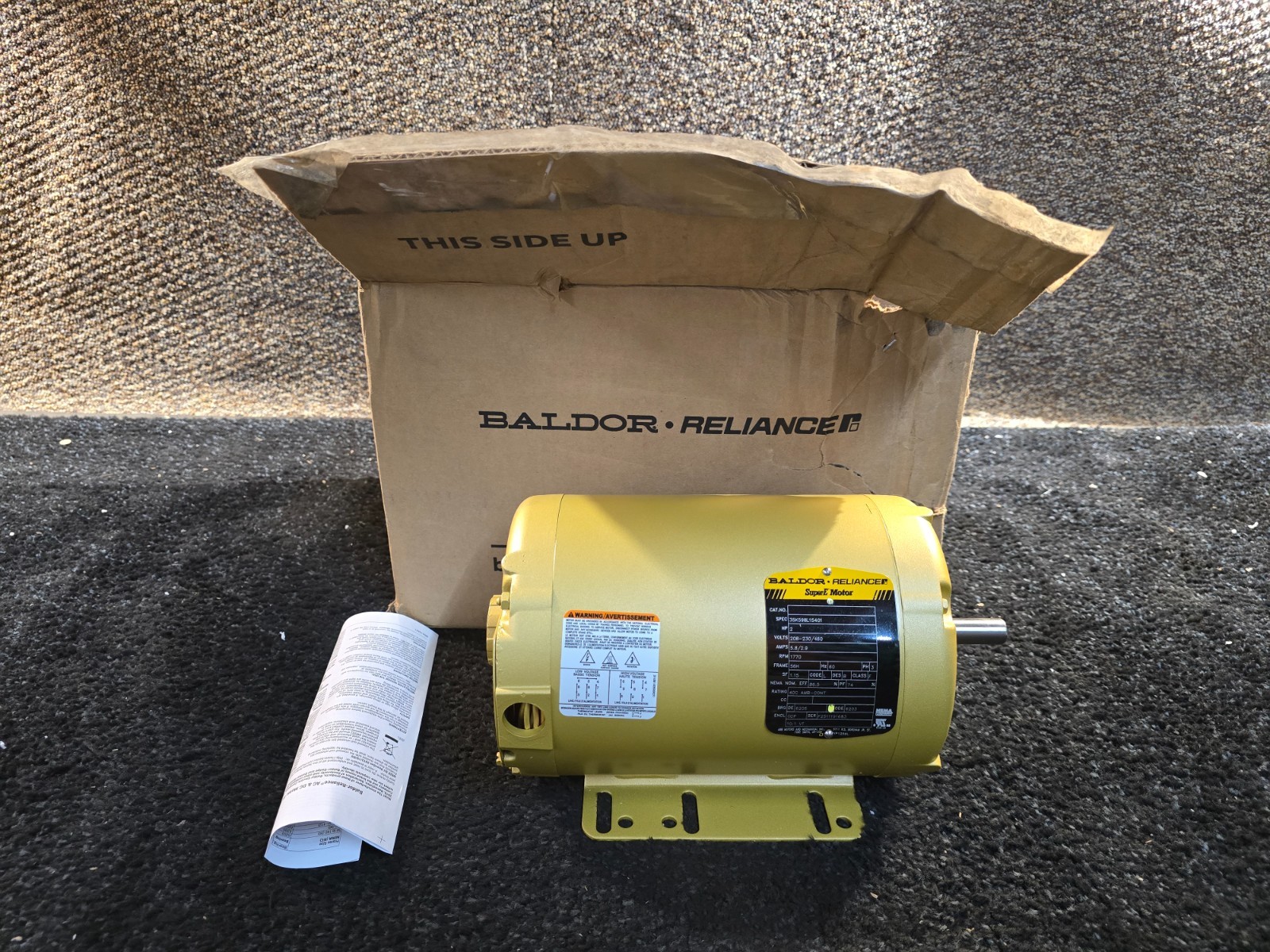 ABB Motors Baldor 35K598L154G1 318006 Motor 2HP, 3 Phase 208-230/460 V 56H Frame