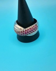 Sterling Silver Pink Stone Cocktail Ring Marked CNA 925 Thailand Sz 11 / 8 grams