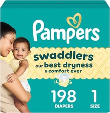 Pampers Swaddlers Diapers, Size 1 (8-14 lbs), 198 Count, 1, 0.42 per diaper