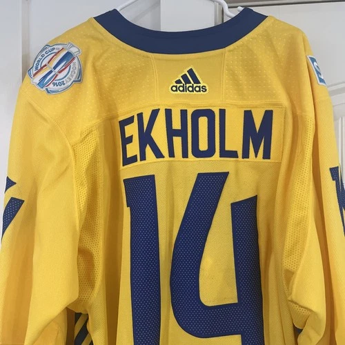 Mattias Ekholm 2016 World Cup of Hockey Game Worn Jersey Sweden Fanatics Tagged