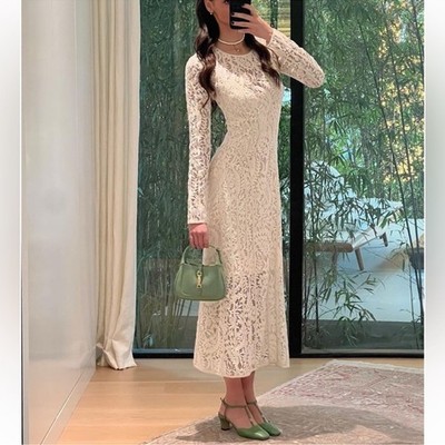 Zimmermann Devi Panelled Lace Midi Dress in Cream 8 NWT | eBay