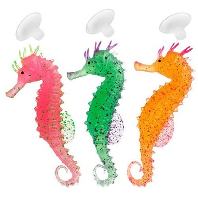 3Pcs Aquarium Ornament Glowing Floating Effect Artificial Sea Horse for Fish ...