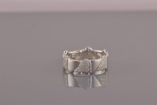 Sterling Silver Textured Diamond Dust Inverted Band Ring 925 Sz: 7