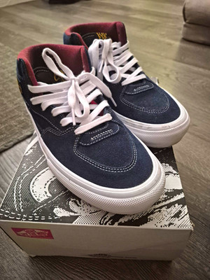 Vans Skate Half Cab Skateboarding Shoes Blue Navy/Burgundy Men's US 9