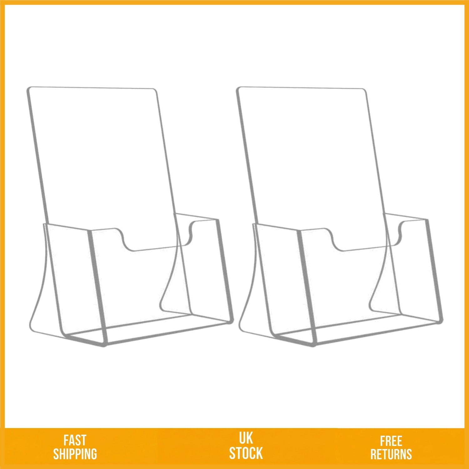 Elegant Clear Acrylic Freestanding Slanted A4 Leaflet Brochure Holder 2 Pack