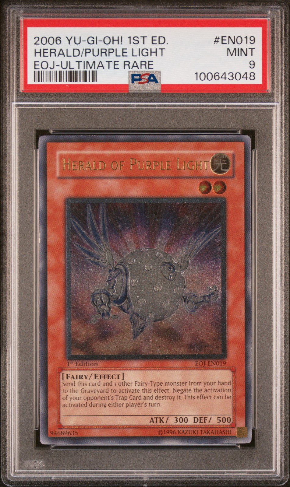 2006 YU-GI-OH! EOJ-ENEMY OF JUSTICE #EN019 HERALD OF PURPLE LIGHT PSA 9