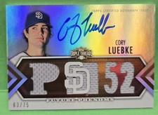 2012 Topps Certified Autos #161 Cory Luebke Future Phenoms RC AU MEM SN 63/75