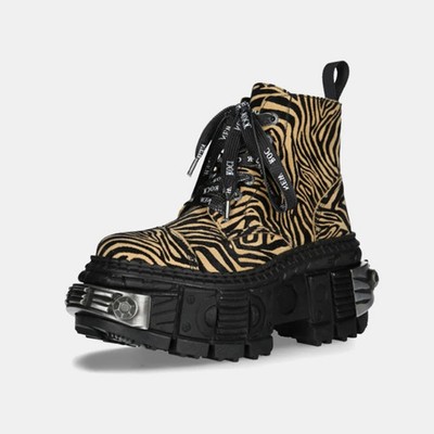 Retro Contrasting Platform Men Boots Metal Muffin Niche Design Leopard Shoes