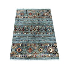 3'x4' Gray Afghan Super Kazak Hand Knotted Wool Sample Mat Rug 21714