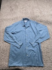 Vintage Penneys Towncraft Shirt Medium Blue Long Sleeve Loop Collar Pockets 60s