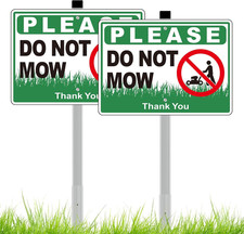  2 Pack Do Not Mow Sign for Yard   Heavy Duty Aluminum Do Not Mow Signs, Weathe