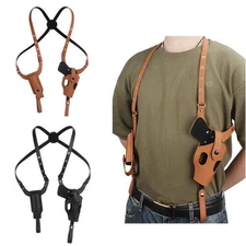 Tactical Gun Holster Shoulder Genuine Real Leather Pistol and Mag Concealed Vest