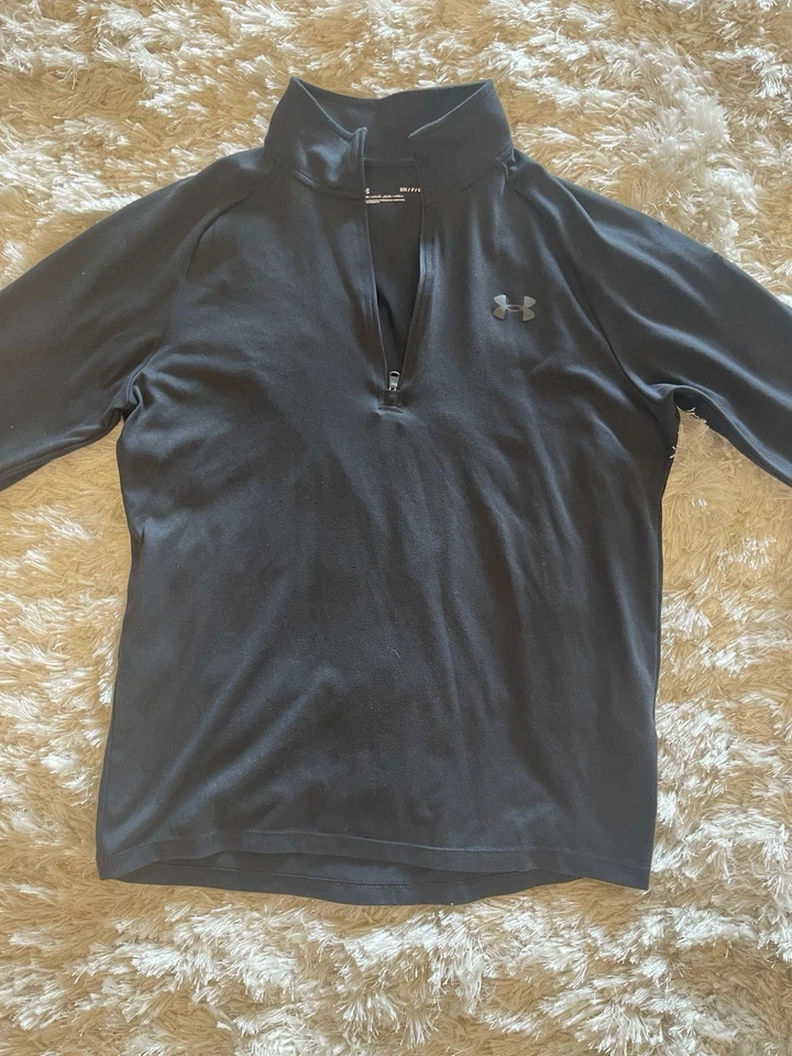 Top pulóver Under Armour Run 1/4 cremallera para mujer pequeño ajustado negro Foto 2 de 4