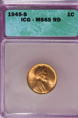 1945 S ICG MS65 RD LINCOLN WHEAT CENT #B52030