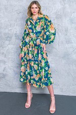 Bubbly Bliss Woven Midi Shirt Dress