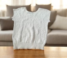 Vintage 80s Fashion Avenue White Sleeveless Sweater Vest Made In USA 100 Cotton