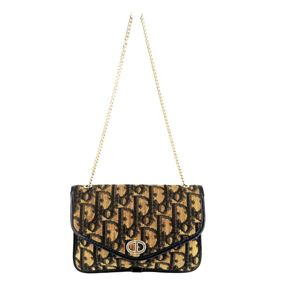 Christian Dior Shoulder Bag Compact Trotter Canvas Navy Vintage Authentic 0516 - Image 3 of 4