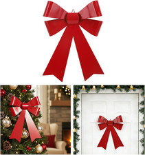 Metal Red Christmas Bow Christmas Wreath Bow Christmas Tree Topper Bow Decorativ