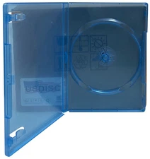 100 USDISC DVD Cases Standard 14mm Premium, Single 1 Disc (Clear Blue) Lot
