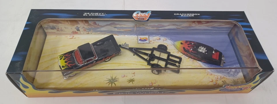   Conjunto de caminhão e barco Hot WheelFire workz 1959 Chevy El Camino & Crackerbox Racker - Imagem 3 de 4