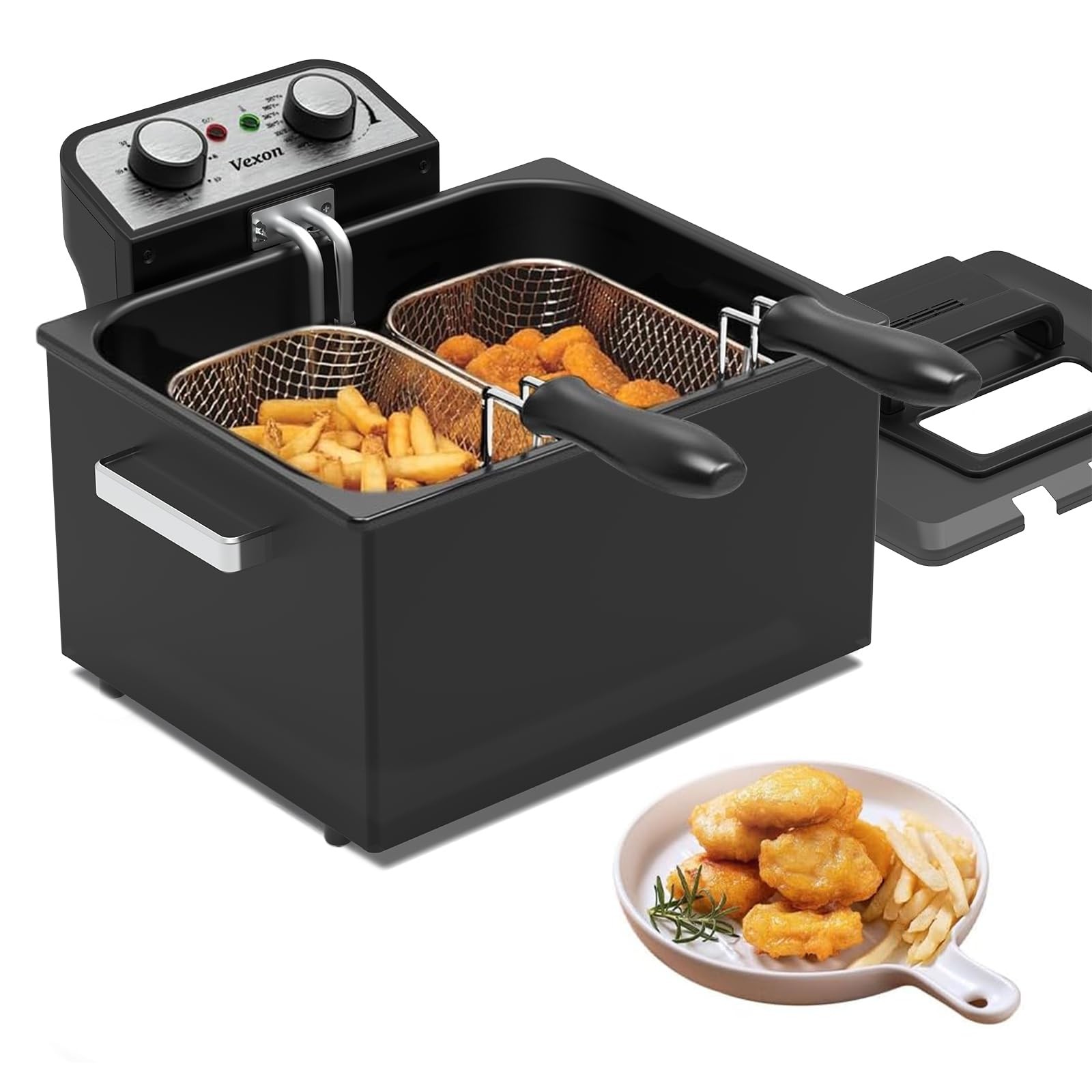 W/ 3 Baskets, Adjustable Temp For Home Kitchen