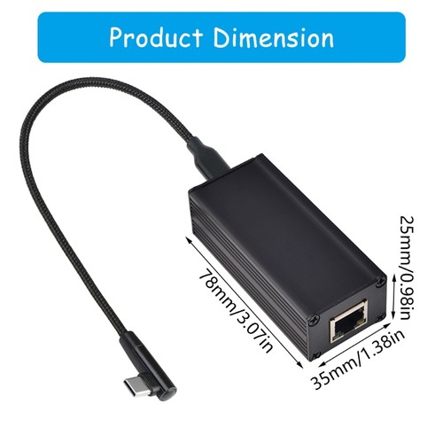 PoE To USB C Converter Utilizing PoE Power Supply 100Mbps Speed Plug and Play - Afbeelding 8 van 8