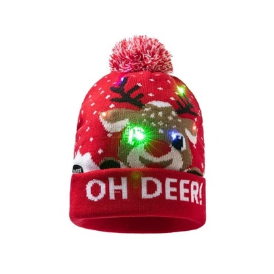 MB MÜLLER LED Mütze Oh Deer Weihnachtsmütze Weihnachten Bommel Beanie Strickmütze Leuchtet