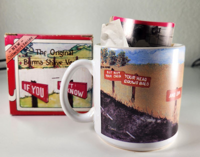 Burma-Shave Adart Verse Reproduction of Verse Vintage Shaving Mug