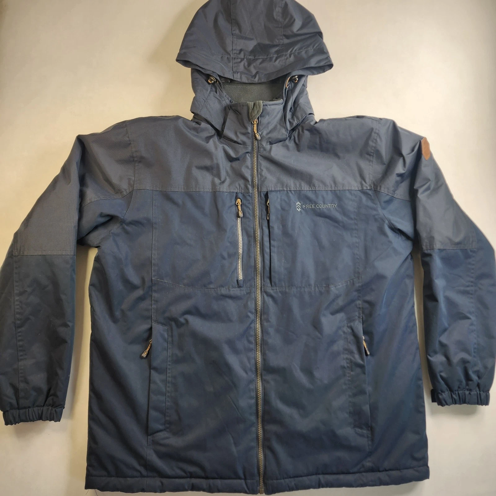 Free Country Jacket Mens XXL Navy Blue Hooded Insulated Snow Parka Winter Coat