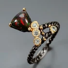 Fashion Natural Black Opal Ring 925 Sterling Silver Size 6 /R463746