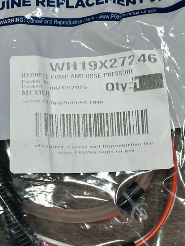Gruppo pompa cablaggio filo lavatrice GE e tubo flessibile a pressione WH19X27246 OEM NUOVO - Foto 2 di 3