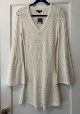 Guess Marciano NWT Pale Pearl/Cream White Sweater Dress Bohemian Magdalena XS