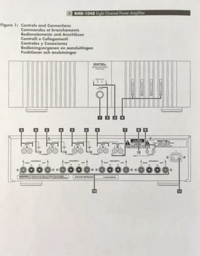 Rotel RMB-1048 40 Watts Per Channel High Current Eight Channel Amplifier - Picture 9 of 10