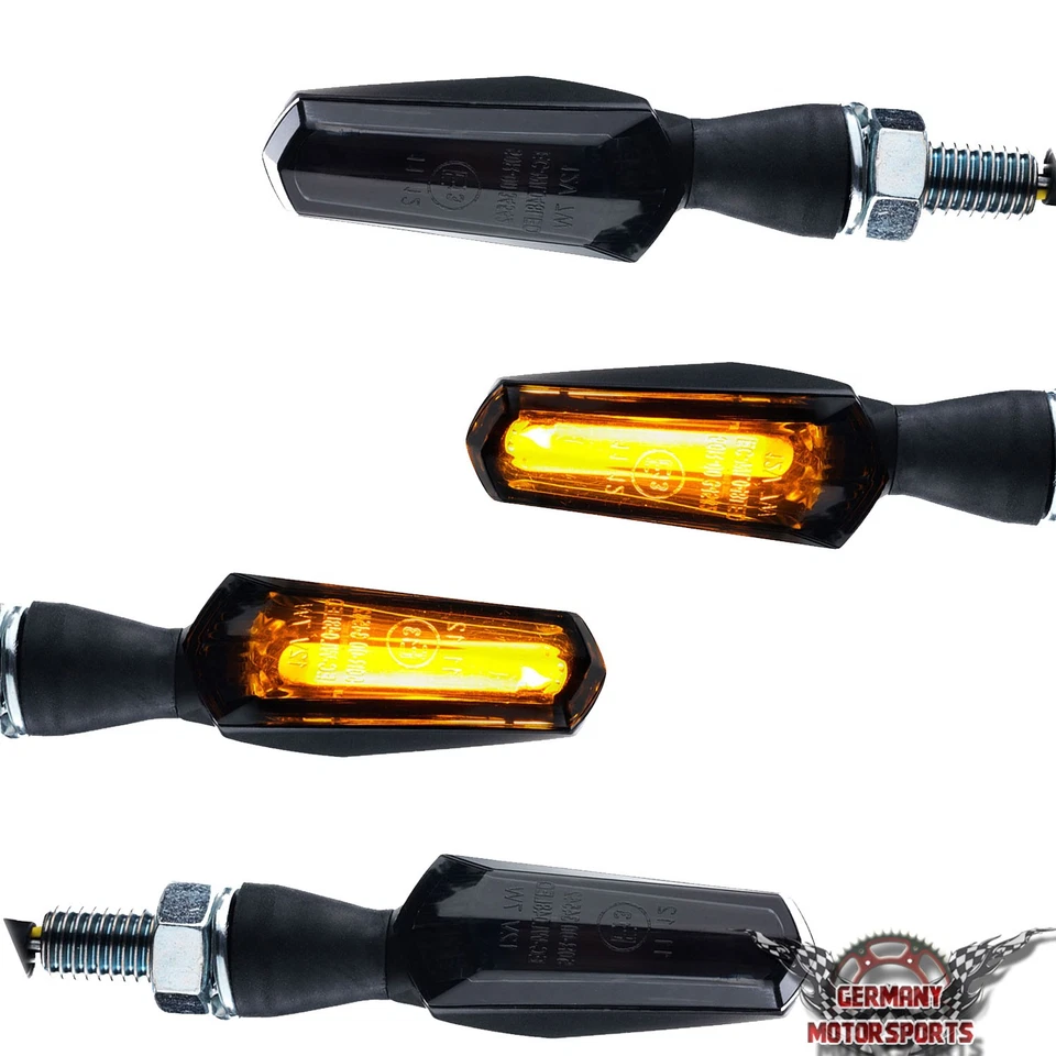 4x LED Cob Motorrad Blinker schwarz universal Blinkerset Komplett e-geprüft 12V - Bild 3 von 4