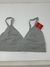 NEW SPANX Better Base Cotton Comfort Sz L Bralette Heather Gray 30048R W1