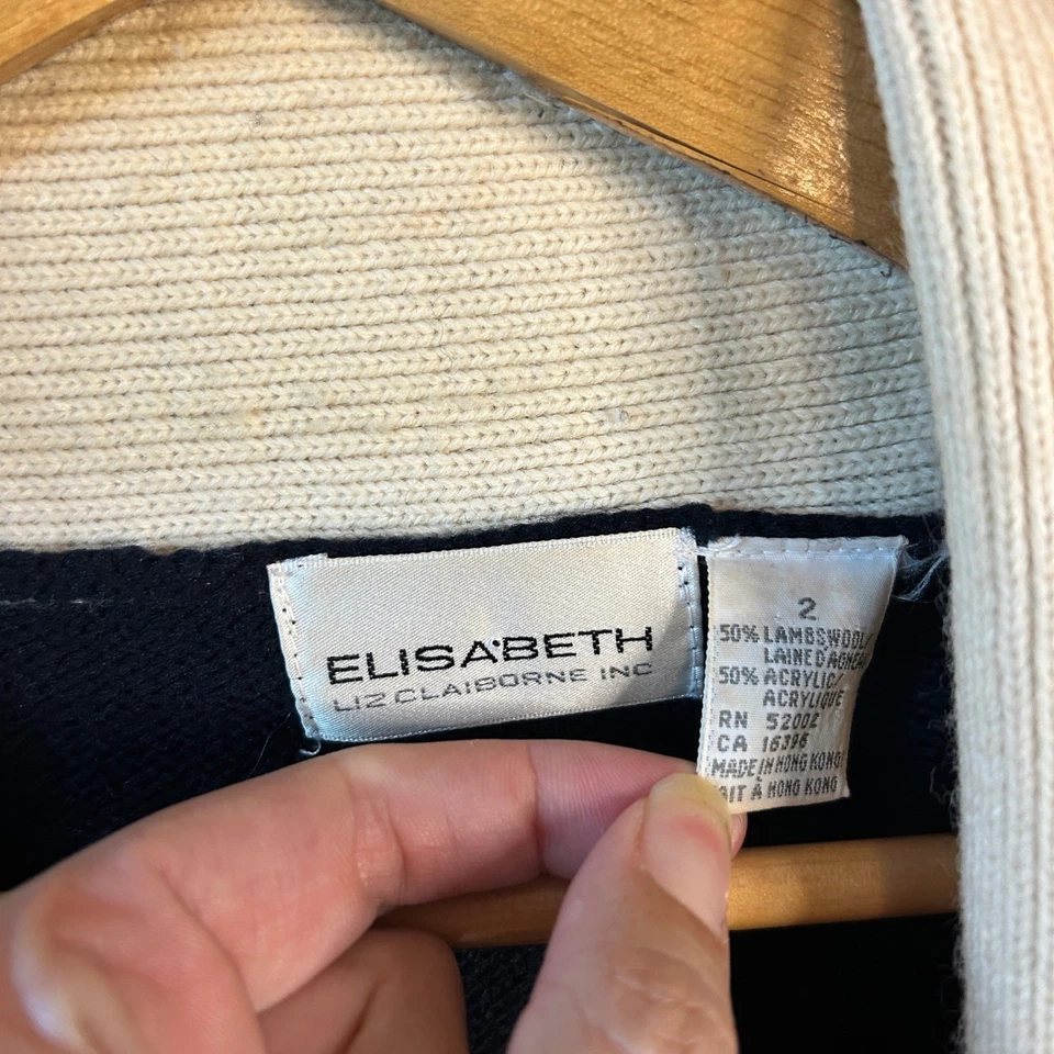 De colección Elisabeth Liz Claiborne Inc. Cárdigan suéter de mezcla de lana estilo náutico Foto 2 de 4