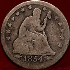 1854-O Quartier de la Liberté assis en argent de la Nouvelle Orléans Mint