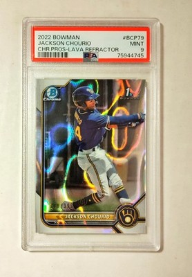 Jackson Chourio 2022 1st Bowman Chrome LAVA REFRACTOR /399 PSA 9 BCP-79 RC z3