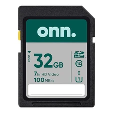 onn. 100006056 32GB Class 10 U1 SDHC Flash Memory Card, up to 100MB/S read speed