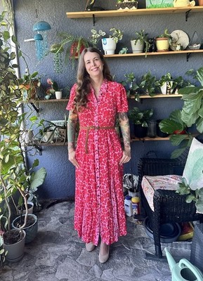 chinese dress ladies Ellie Cotton Maxi Shirt Dress-Broderie Denim