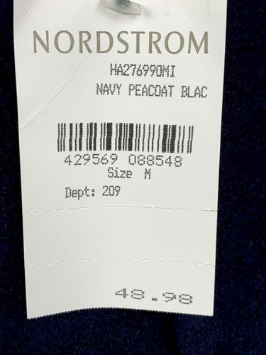 NWT Women's Halogen Navy & Black Zip Pea Coat with Faux Leather Jacket Medium - Picture 8 of 8