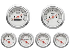 MOTOR METER RACING Classic White 6 Gauge Set Mechanical Speedometer MPH °F PSI
