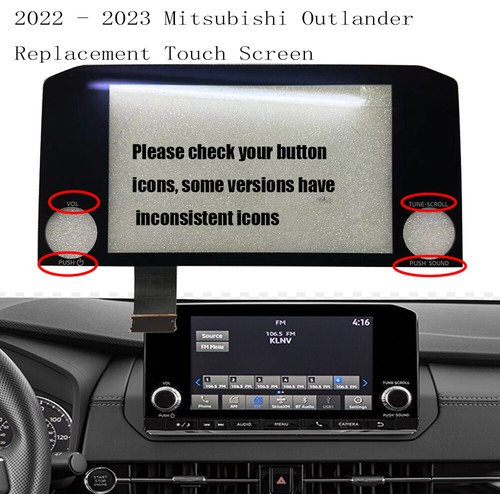 22 23 MITSUBISHI OUTLANDER REPLACEMENT TOUCH-SCREEN Digitizer FOR 8" RADIO oem - Picture 2 of 6