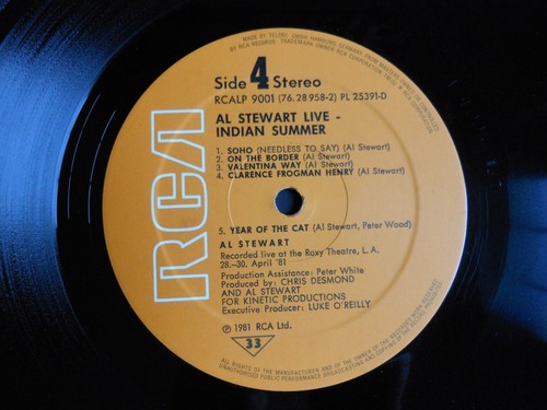 AL STEWART Live Indian Summer 12" Vinyl Double Album 1981 RCA Gatefold Sleeve - Picture 10 of 22