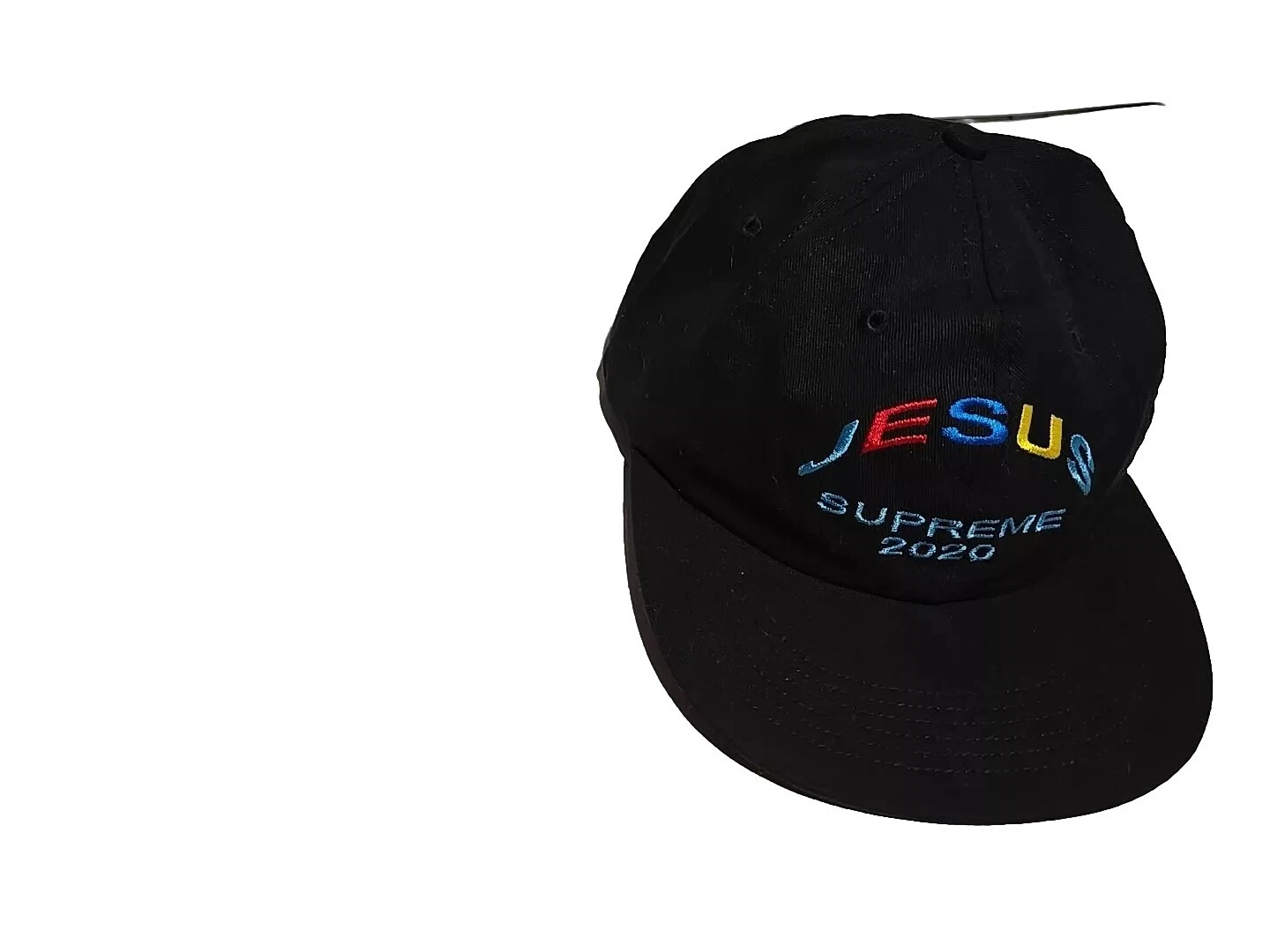 Casquette chapeau SUPREME Jesus 6 panneaux noir réglable NEUF ! F/W 2020 Fabriqué aux États Unis
