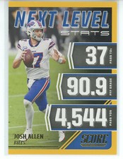 2021 Score Football Next Level Stats Gold #NL15 Josh Allen (Bills)