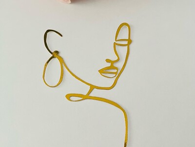 Line Art Lady Spiegel Cardstock Kuchen Charm, Linie Are Face Silhouette Tortendeko