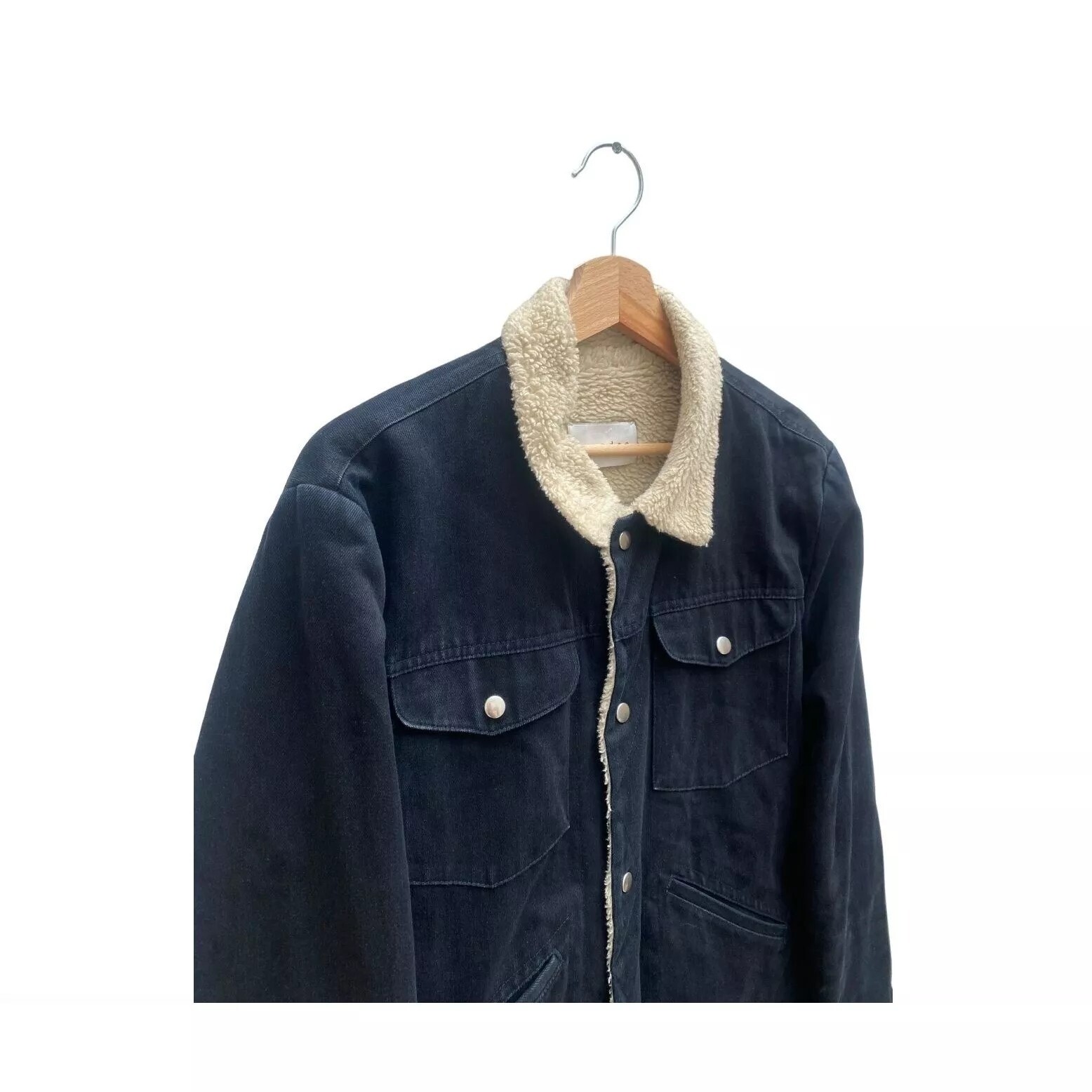 Sandro Black Shearling Jacket Fully lined Size M - image 3