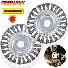 2x Rundb&uuml;rsten-Set &Oslash;125 x 22,2 mm Drahtborsten Stahlb&uuml;rste Drahtb&uuml;rste F&uuml;r Flex