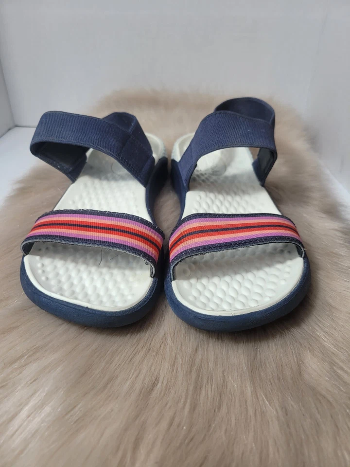 Crocs женщин с открытым носком лодыжки ремень многоцветный полоски синий размер 8 - Изображение 2 из 4